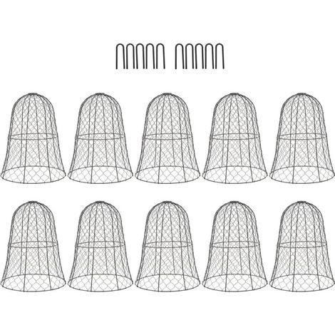 Cloche en fil de poulet de jardin noir, 10 paquets, couverture de protection épaisse pour plantes de Construction (1/4)