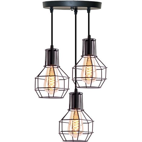 Homestyle Pro MK021-B Lampes suspendues industrielles Noir/Métal (1/3)