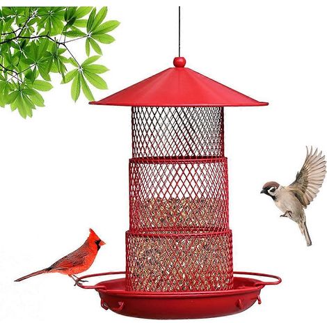 Mangeoires à oiseaux d'extérieur, mangeoire suspendue, facile à nettoyer et à remplir, mangeoire réglable avec fil métallique et toit robustes, en plastique, pour jardin, cour (1/5)