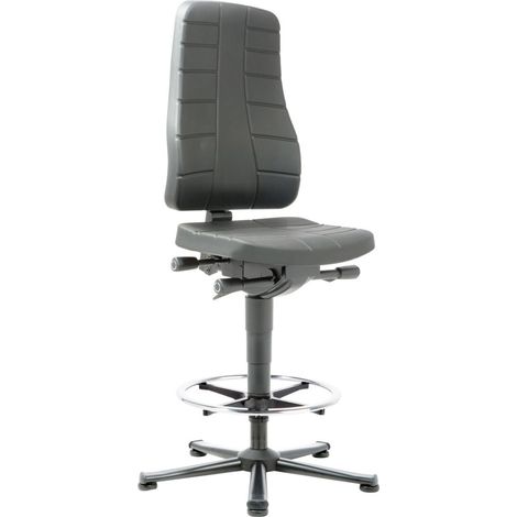 Arbeitsdrehstuhl All-In-One Highline Bodengleiter+Fußring Integralschaum schwarz (1/5)