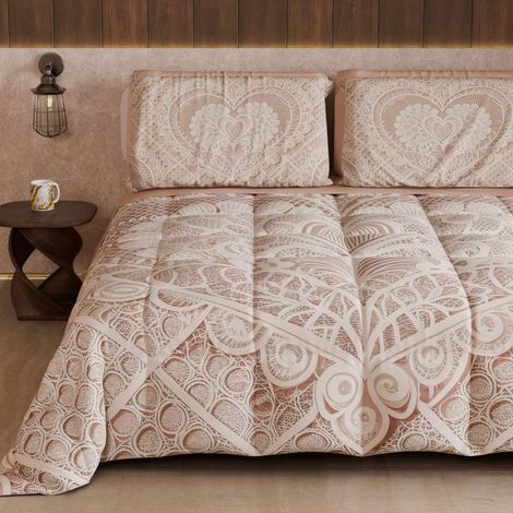 Couette d'hiver Double Face, Couleur Unie et Impression numérique, Shabby 04 321, 100% Microfibre, fabriquée en Italie (1/5)