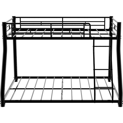 Letto a castello in metallo 90x190/140x190 cm nero con scala e barriere MODENUIT (1/5)