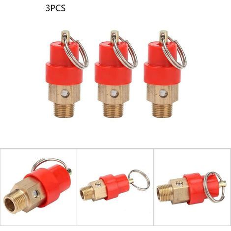 3 Pièces Soupape de sécurité, Laiton, G1/8'', Réducteur de pression, Compresseur d'air (1/5)
