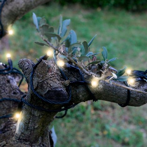 Guirlande solaire 20m LED blanc chaud (1/3)