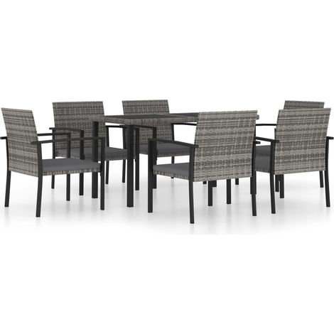 Ensemble de salle à manger de jardin 7 pcs Résine tressée Gris 4 (1/5)