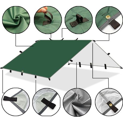 Tenda multifunzionale Barnum con 19 punti di sospensione, tenda a quattro angoli con rivestimento argentato, resistente agli strappi, alla pioggia e al sole, tenda all'ingrosso (3x3 m)
