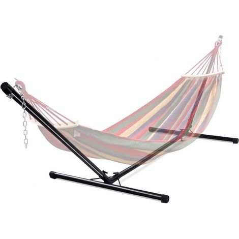 Support de Hamac Universel Patio Portatif Charge Maximale 150 KG Matière en Fer Robuste avec Chaîne de Suspension 325 x 100 x 106 CM Noir pour Jardin Camping Balcon