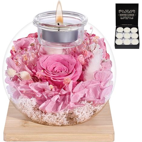 Rose Eternelle, Cadeaux d'anniversaire pour Femmes, Vraies Roses Eternelles avec Couvercle en Verre, Cadeaux pour Femmes, Sœurs, Petites Amies pour Anniversaire, Thanksgiving, Noël (Rose) (1/5)