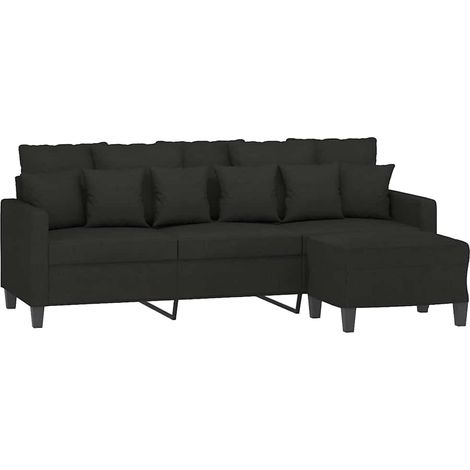 3-Sitzer-Sofa mit Hocker Schwarz 180 cm Stoff vidaXL (1/5)