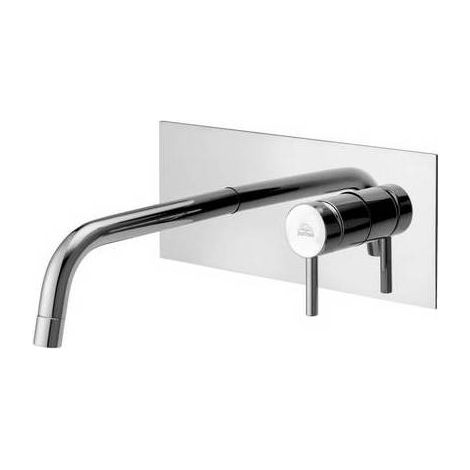 Miscelatore lavabo incasso completo di: Piastra in acciaio inox 250x100 mm Attacchi 1/2 G.(DianFlex) Misura: Cromo bocca L. 123 mm
