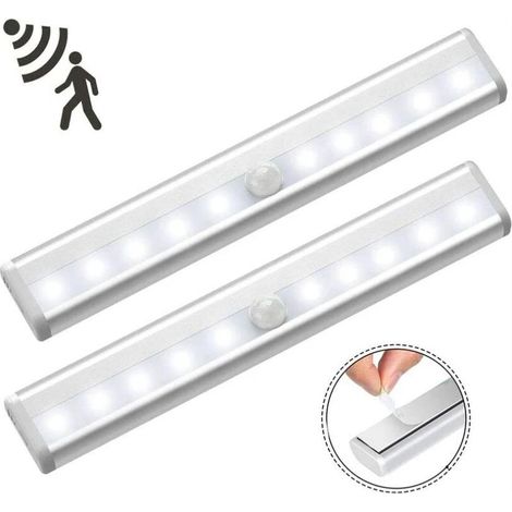 10 Faretti LED wireless (confezione da 2), luci LED per armadi, luci LED a batteria con striscia magnetica, luce notturna per bambini per corridoi e scale (luce bianca) - 1,5 x 2,5 x 20 cm (1/3)