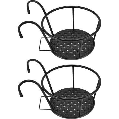 2-teiliger Hängepflanzkorb, vielseitiger Pflanzenhalter aus Eisen für Terrasse, Balkon, Veranda (1/5)