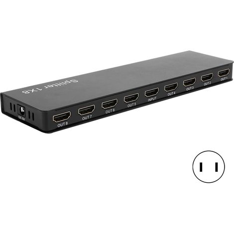 Répartiteur HDMI 1.4 8 sorties 1 entrée F118, 1080P distributeur audio vidéo 100‑240V (1/5)