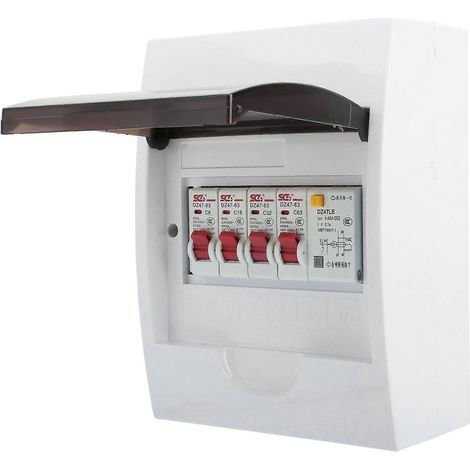 3-Wege-Sicherungskasten für 63A 30mA FI-Schutzschalter + 3 Leitungsschutzschalter (6A + 16A + 32A) Stromversorgungs-Verbrauchereinheit 230/400V