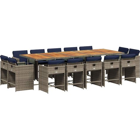 Maison Exclusive - Set da pranzo da giardino da 15 pz con Cuscini in Polyrattan Grigio (1/5)