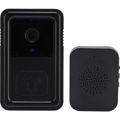 Sonnette vidéo IA sans fil avec vue panoramique, détection intelligente de colis, WiFi 2,4 GHz et détection humaine intelligente (noire) (1/5)