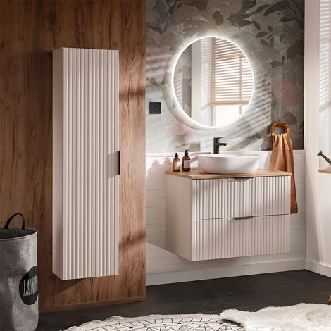 Set di mobili da bagno con lavabo Adriel beige 80cm (1/5)