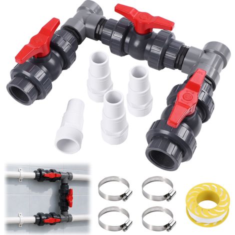 Kit by pass 32-38mm pour pompe à chaleur – Complet avec manchons, vannes et colliers – Compatible avec la plupart des modèles - Convient aux piscines (1/5)