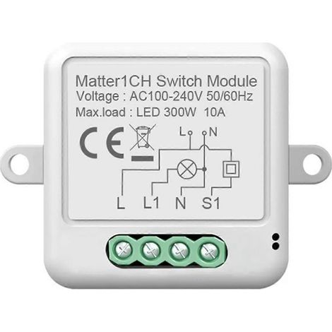 Module relais intelligent Matter WiFi Smart Switch 2x5A pour la domotique, compatible avec HomeKit, Alexa et Google. (1/5)