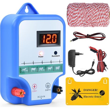Cloture Electrique pour Animaux, Puissante 2J electrificateur cloture electrique avec Corde de clôture 200 m, electrificateur secteur Pour ÉLevage D'Animaux Cheval Vache, Pour ferme jardin pâturage (1/5)