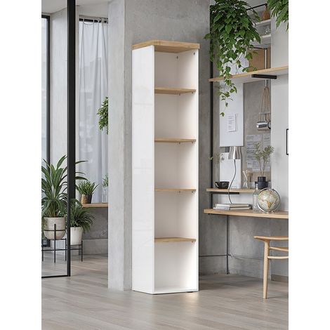 Etagère de bureau moderne H 190 cm blanc laqué/chêne Daisy (1/5)
