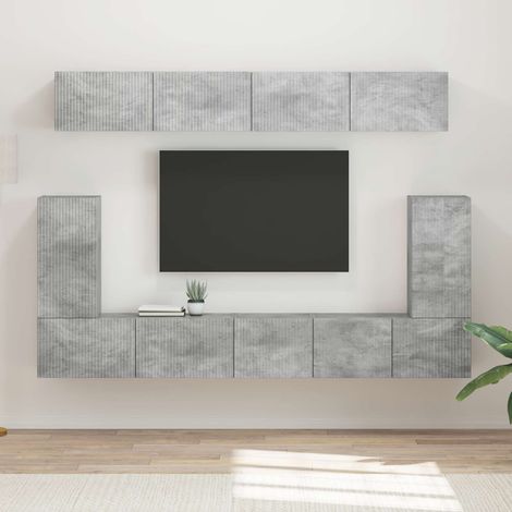 TV-Schrankset Wandmontiert 5 pcs Beton Grau Holzwerkstoff