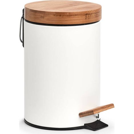 Kosmetikeimer, 3 ltr., Metall/Bambus, weiß, (1/5)