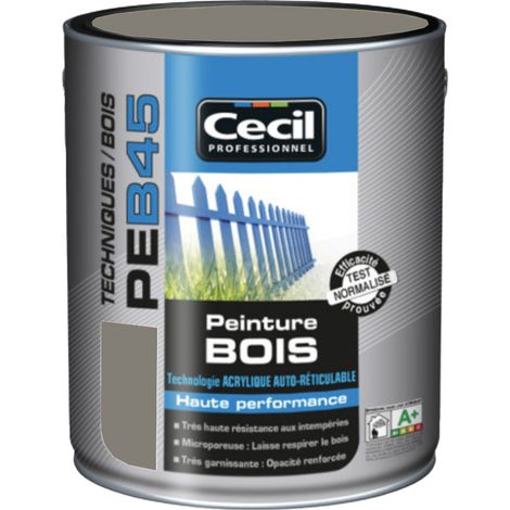 Peinture bois extérieur satin taupe 2,5 L – Résine acrylique hydrophobe – Haute résistance UV et intempéries – Cecil - PEB45 (1/3)