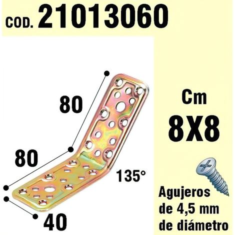Support pour bois à angle  40x80x80 mm. / 135°