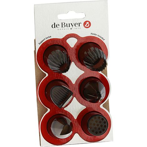 6 douilles pâtissières transparentes en tritan à garnir pour créations de petits fours et pâtisseries (1/2)