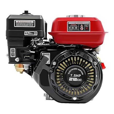 7.5CV Moteur Thermique 4 Temps, OHV Moteur à Essence, Monocylindre, 3600 tr/min, pour Motoculteur, Tondeuse, Fraise à Neige, Refroidissement à air (1/5)