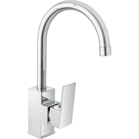 Miscelatore cucina quadro in acciaio inox con corpo orientabile (1/3)