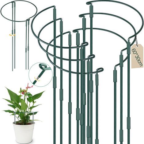 Stück – Pflanzenstützen – Halbrunde Stahlkonstruktion für Hortensien und Pfingstrosen – Für drinnen und draußen – Grün – 30 x 60 cm (1/5)