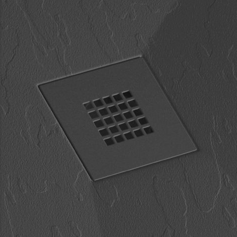 Mineralguss-Duschwanne extra flach ONDA Schieferoptik SCHWARZ 100x200 cm Auslaufschutz in Farbe