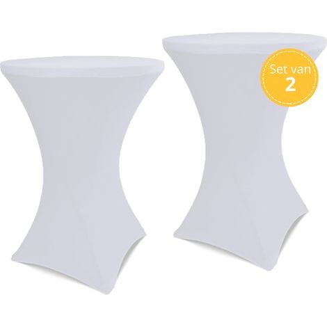 Jupe de table extensible – 2 pièces – Blanc et noir – Pour table debout ∅80‑85 x 120 cm – Stretch (1/5)