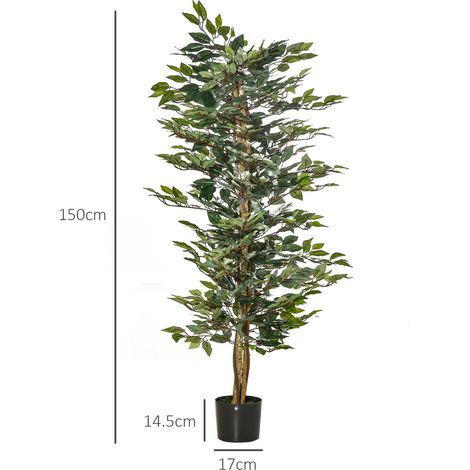 Ficus artificiel de 150 cm de haut, décoration intérieure et extérieure, pot inclus. (1/5)