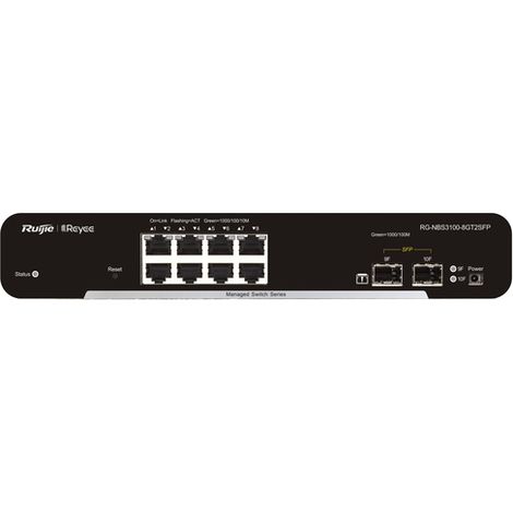 Switch di rete Ruijiee Reyee Cloud Switch Managed Gigabit L2 8 Porte, 2 Slot Sfp (Chassis Metallico Desktop) RG-NBS3100-8GT2SFP