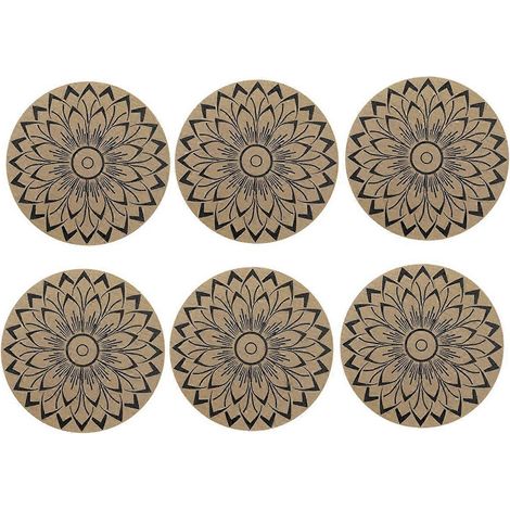 Lot de 6 coussins isolants ronds noirs à motif floral (1/5)