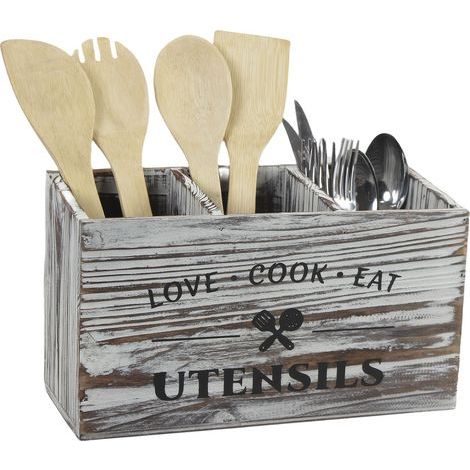 Organiseur de cuisine en bois, tiroir à couverts, porte-baguettes et cuillères de table, porte-ustensiles de cuisine en bois (1/3)