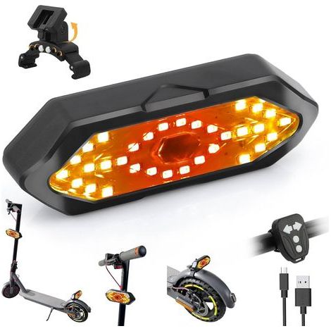 Clignotants/feux arrière pour trottinette électrique RUISHIKA avec télécommande USB et base réglable, compatible avec les modèles XIAOMI M365/Pro2/1S, Ninebot Max G30/G30D et Segway. Accessoires pour
