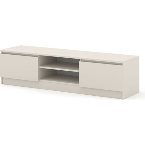 Bim Furniture – Meuble TV cachemire 150 cm – 2 compartiments fermés – 2 étagères – Panneau stratifié 16 mm – Socle pour stabilité (1/5)