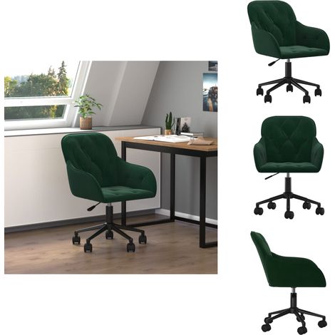 Bürostuhl Drehbar Dunkelgrün Samt - Bürostuhl - Drehstuhl - Samtstuhl - Gamingstuhl - Arbeitsplatzstuhl (1/5)