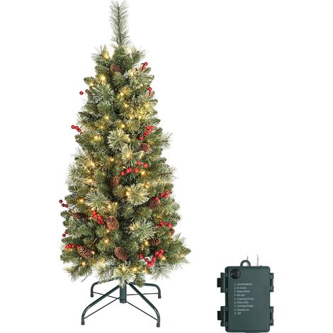 Albero Natale Artificiale LED Sottile Folto 120cm Verde (1/5)
