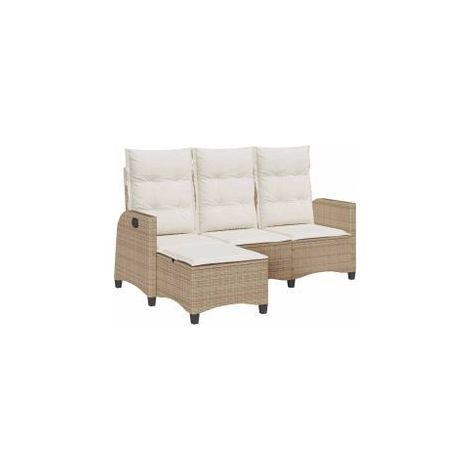 Canapé de jardin inclinable coussins forme de L beige polyrotin (1/5)