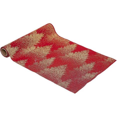 Paris Prix - Chemin De Table sapin Paillettes 28x300cm Rouge (1/2)