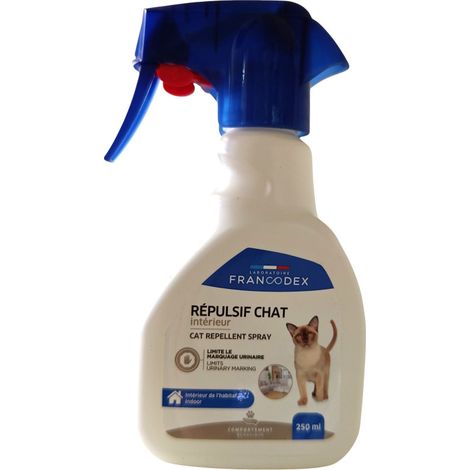 Répulsif d'intérieur spray 250 ml – Éloigne les chats – Parfum d'agrumes et lavande – Ingrédients bio – Protection durable – Francodex (1/3)