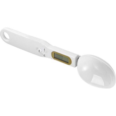 Cuillère doseuse électronique blanche, compacte, sensible et de haute précision, avec cuillère doseuse détachable pour la pâtisserie.