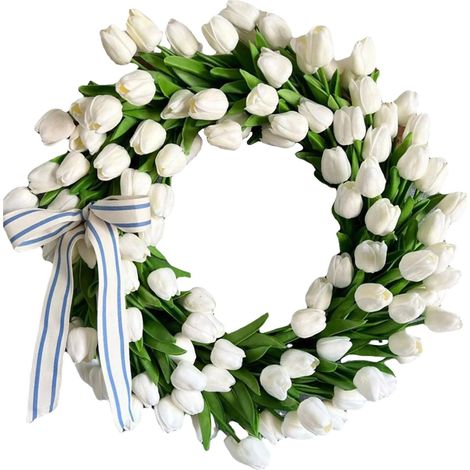 Guirlande De Porte - Guirlande De Fleurs Artificielles Blanches - Pour Décoration De Printemps Intérieur Extérieur - Diamètre 30 Cm - 1 Pièce (1/5)