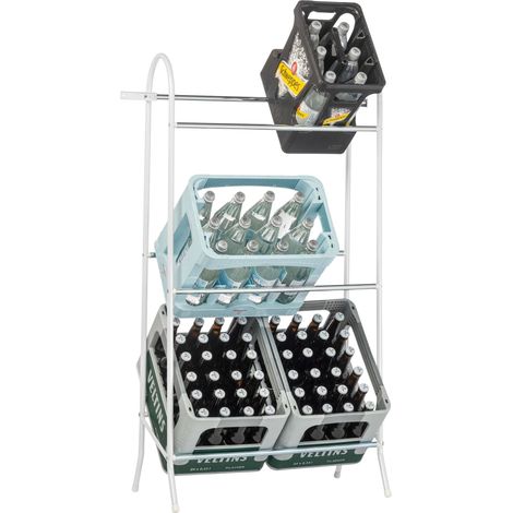 SCHULTE Regalwelt Rayonnage pour caisses de boissons, 6 caisses, 118x61x41 cm (HxLxP), capacité de charge par niveau 40 kg, blanc, rayonnage pour boissons (1/2)