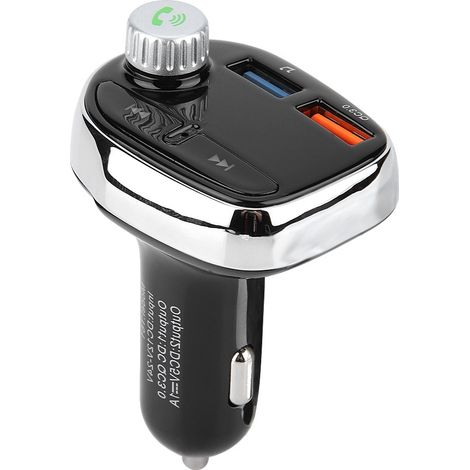 Kit Bluetooth Voiture Mains Libres sans Fil, Transmetteur FM MP3 avec Chargeur Double USB, Charge Rapide, Compatible GPS et Appels (1/5)